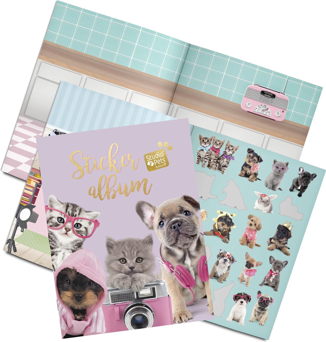 Studio Pets |   dieren | 21 senarios | 4 grote stickervellen